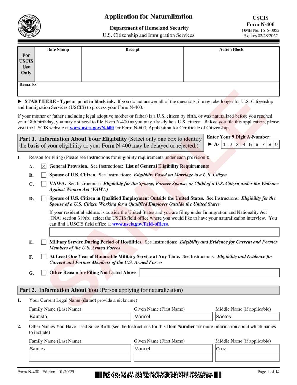 Form Examples Title Fill Out Form N-400 with AI: Application for Naturalization | FillWise