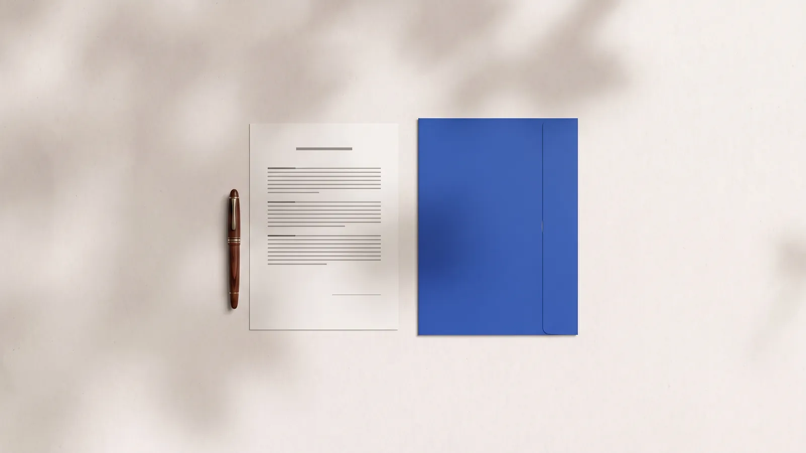 A contract with an empty signature line, a pen and a document folder